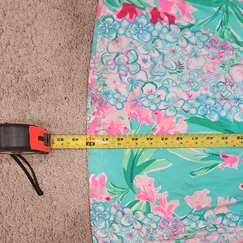 Lilly Pulitzer Cristal Maxi Dress Small S Aqua Floral Flutter Sleeve Square Neck - Picture 10 of 12